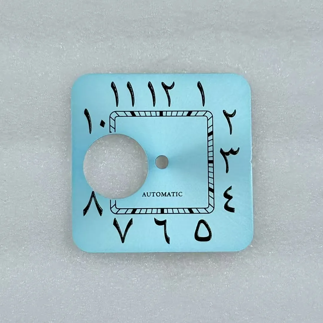 27mm Sunburst Hollow Arabic Green Lume Square Dial for NH70/NH38 Movement Case Mod Parts