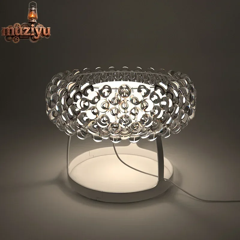 Muziyu Classic Italian Design Zeus Sweat Pearl Stone Table Lamp Floor Lamp Transparent Gold Crystal Custom