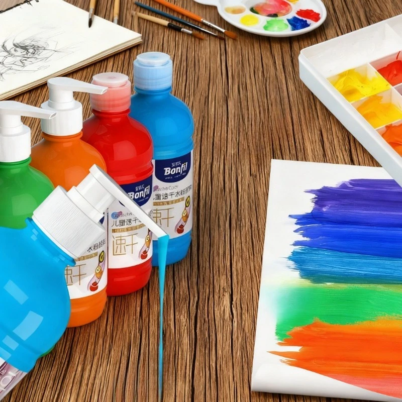 500ml Gouache Paint Quick Drying Washable Water Soluble for Children Painting Graffiti Illustration Handbook Beginner Artist
