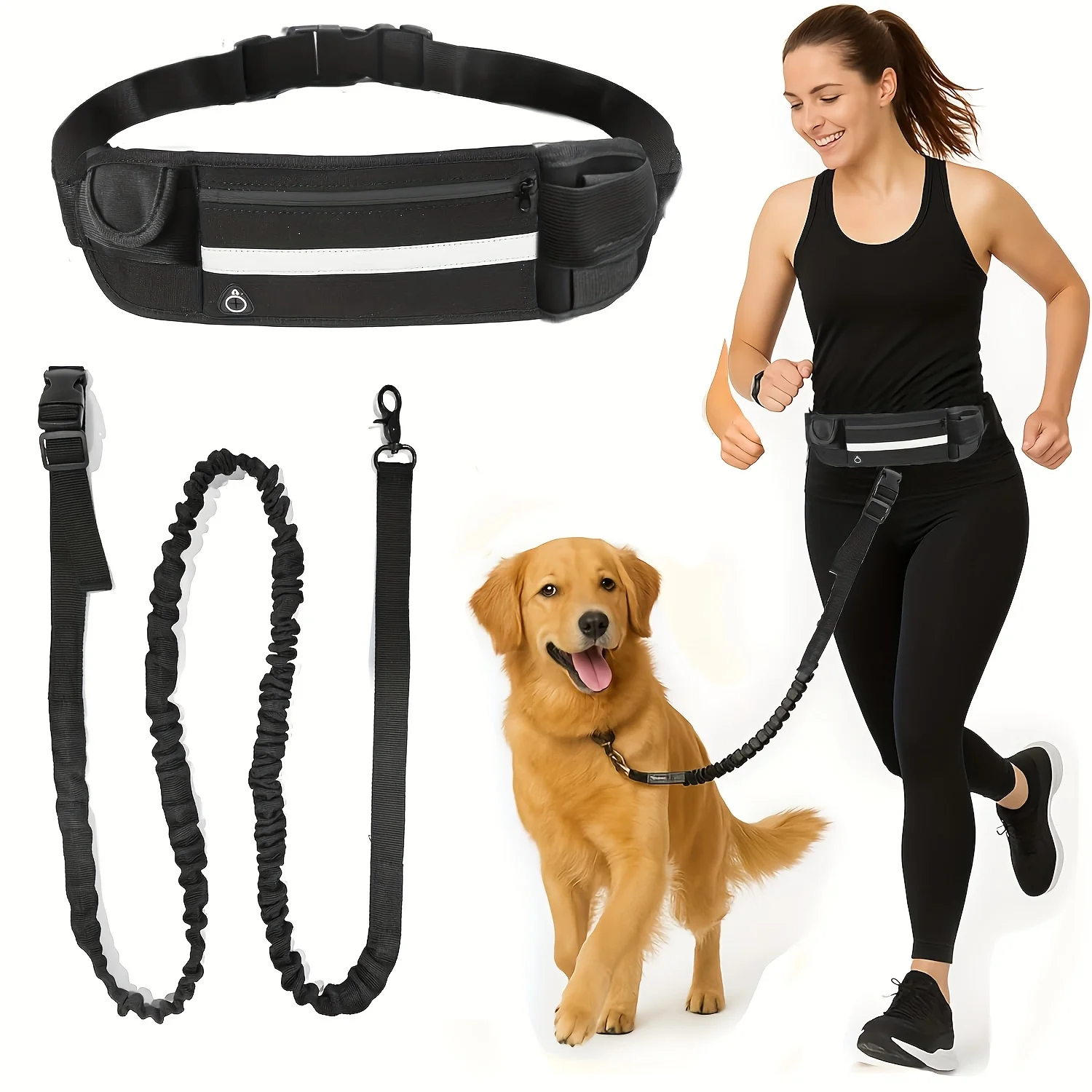 Hands-Free Reflective Dog Running Leash 1
