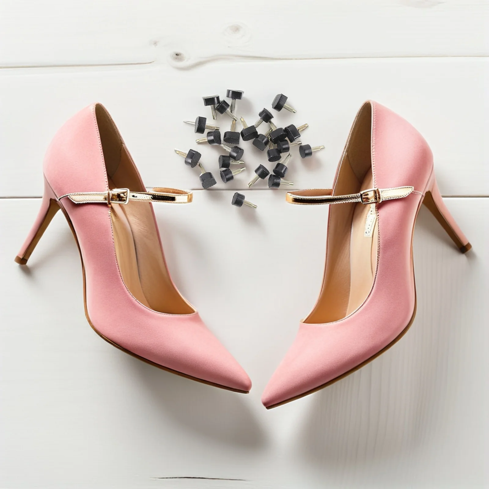 

30pcs High Heel Tips Replacement Shoe Heel Caps Tpu Iron Durable Anti Slip Walking Comfortable Noise Reduction Black