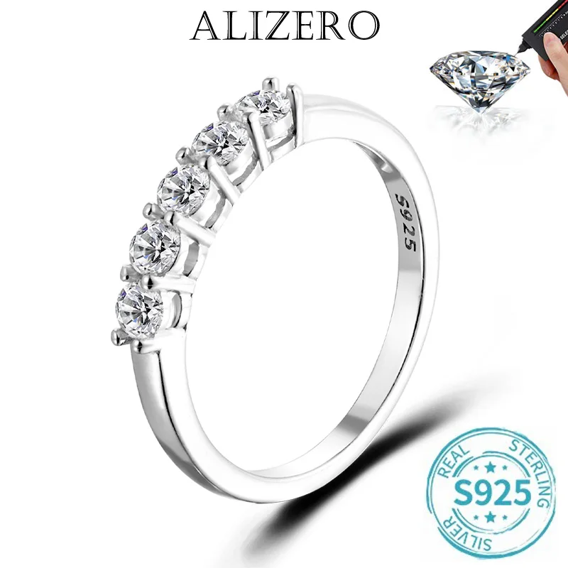 Alizero 3-4Mm D Kleur Moissanite Ring Voor Vrouwen S925 Sterling Zilver Met 18K Wit Vergulde Diamant Bruiloft Fijne Sieraden