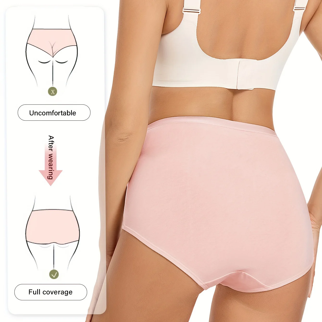 4pcs Women\'s Panties High Waisted Tummy Tightening Comfortable Shape Triangle Panties Pure Color Panties Breathable Cotton