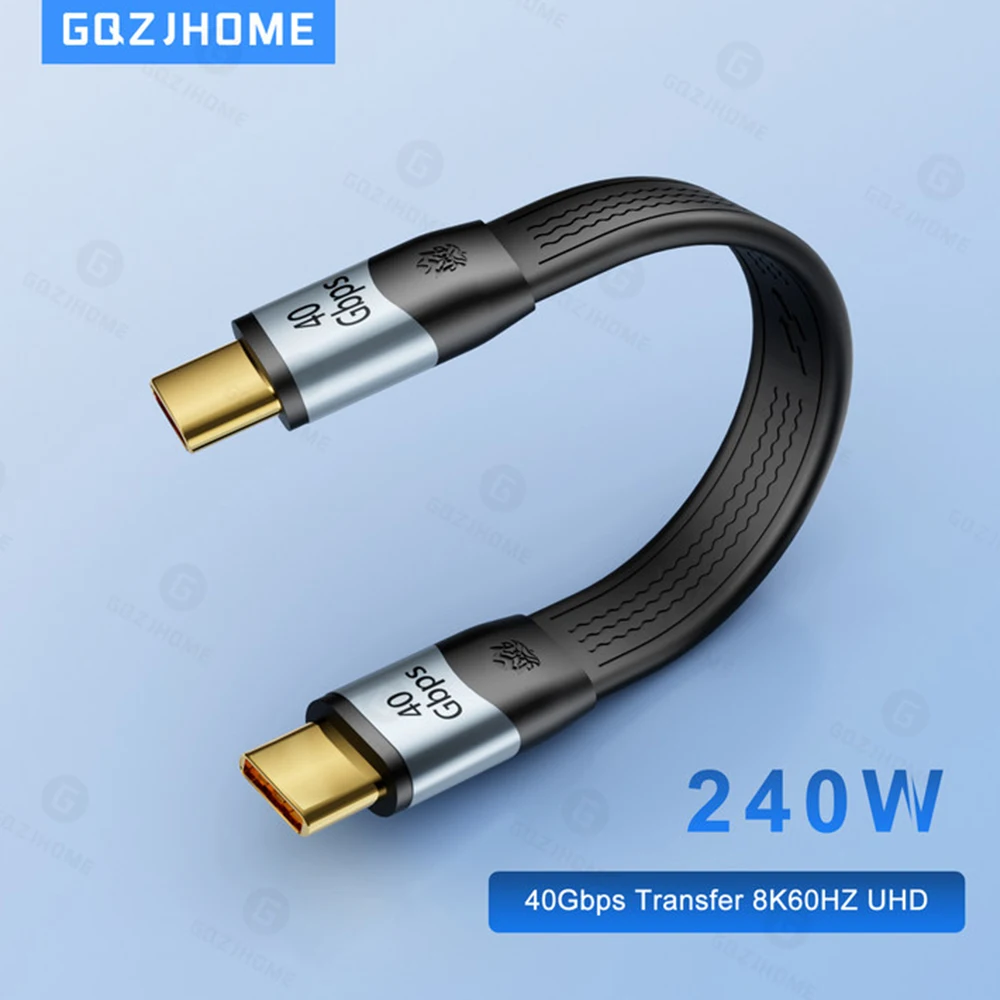 Short USB C Cable 40Gbps USB4 Cable Compatible with Thunderbolt 4/3 PD 240W Fast Charging for SSD iPhone 16 Power Bank