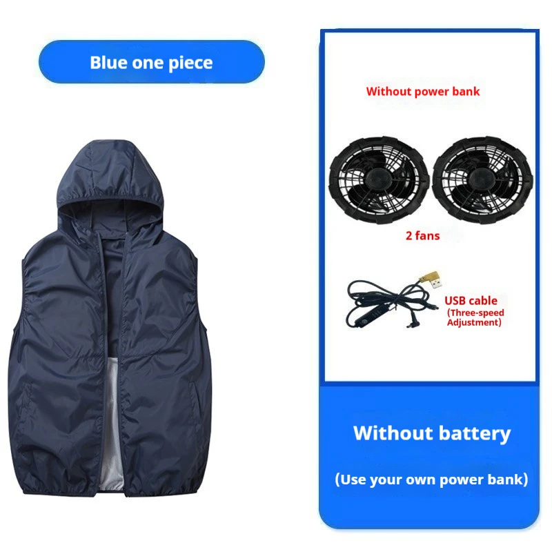 

Men Women Summer Air Conditioned Suits Cooling Hooded Sleeveless Outdoor Sports Fan Construction Site Light Tops