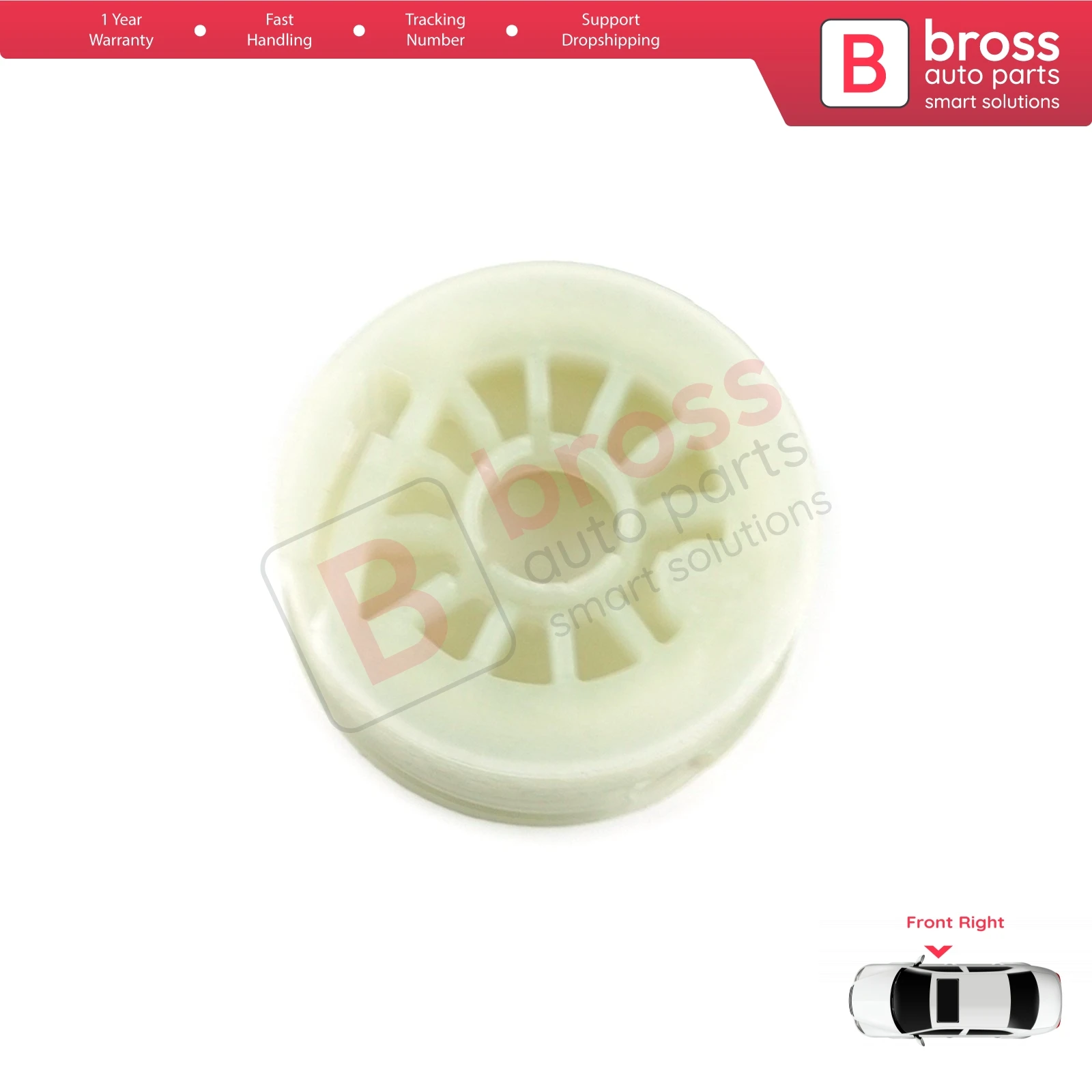 Bross Auto Parts BWR5223 Power Electric Window Regulator Repair Wheel Pulley Front Right Door for Hyundai Elantra MK4 Sonata MK5