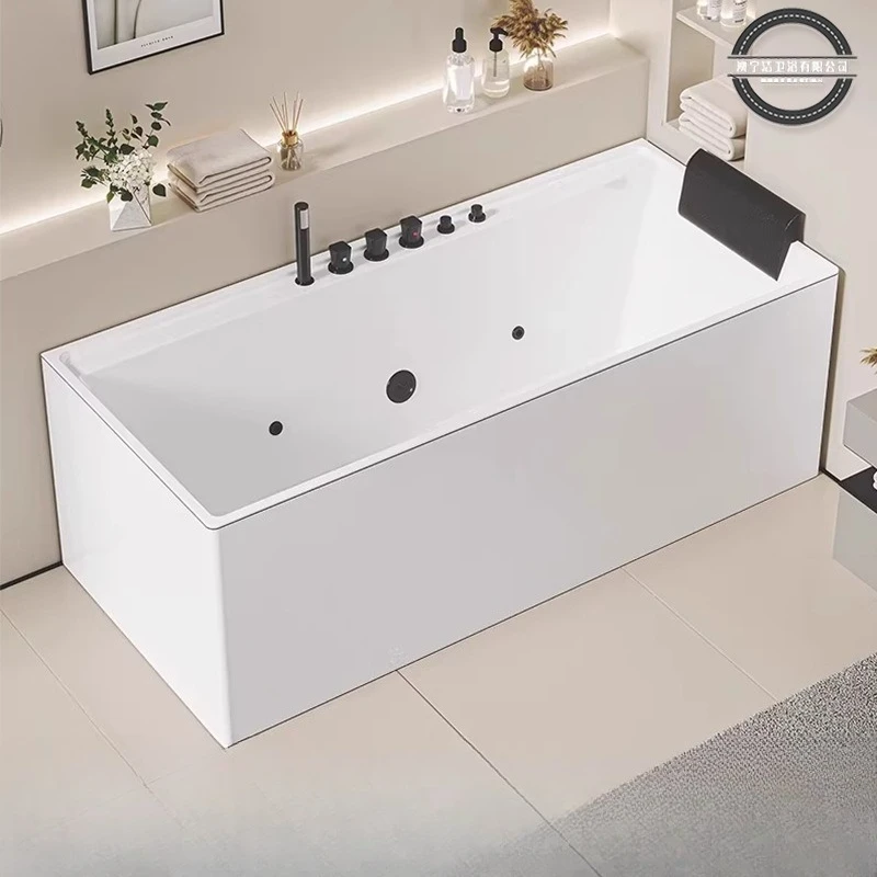 Acrylic Freestanding Bathtub, Seamless Square Design, 1-Person Soaking Tub for Home Use, Surf Massage Spa, Compact Size