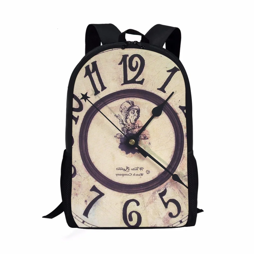 Retro Clock Print Backpacks Student Children Book Bags School Bags for Teenagers Boys Girls School Bag Large Capacity Daypack