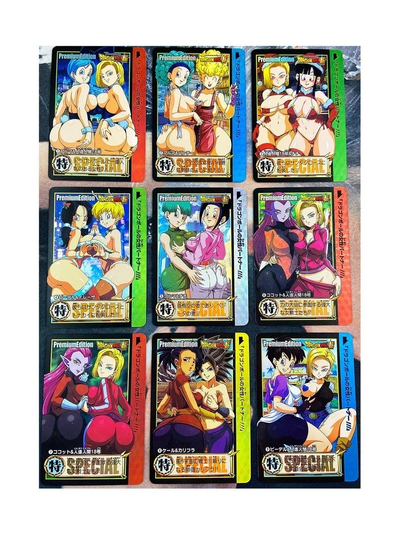 

9pcs/set Dragon Ball Z Beauty CP Bulma Android 18 Refraction Sexy Girls Hobby Collectibles Game Anime Collection Cards