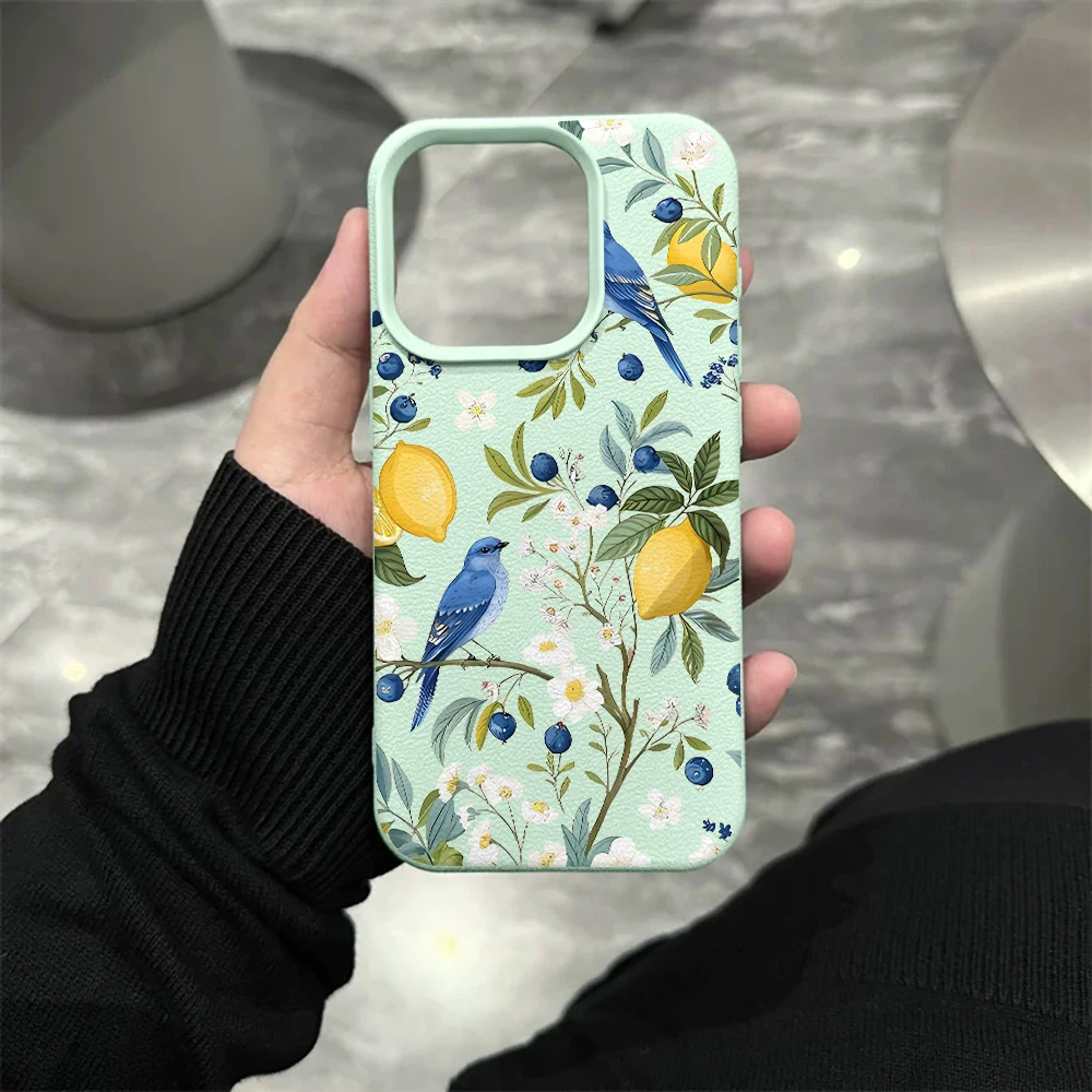 Blue Bird Lemon Handyhülle für iPhone 17 16 15 14 13 12 Pro Max 16 15 14 Plus 17 16 15 14 13 12 Pro 17Air Silikon-Matt-Cover – Detail 10