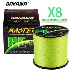 BAKAWA 8 Strands Braided Pe Fishing Line Multifilament 300M 500M 1000M 100M Carp Japanese Wire Fly Sea Saltwater Accessories