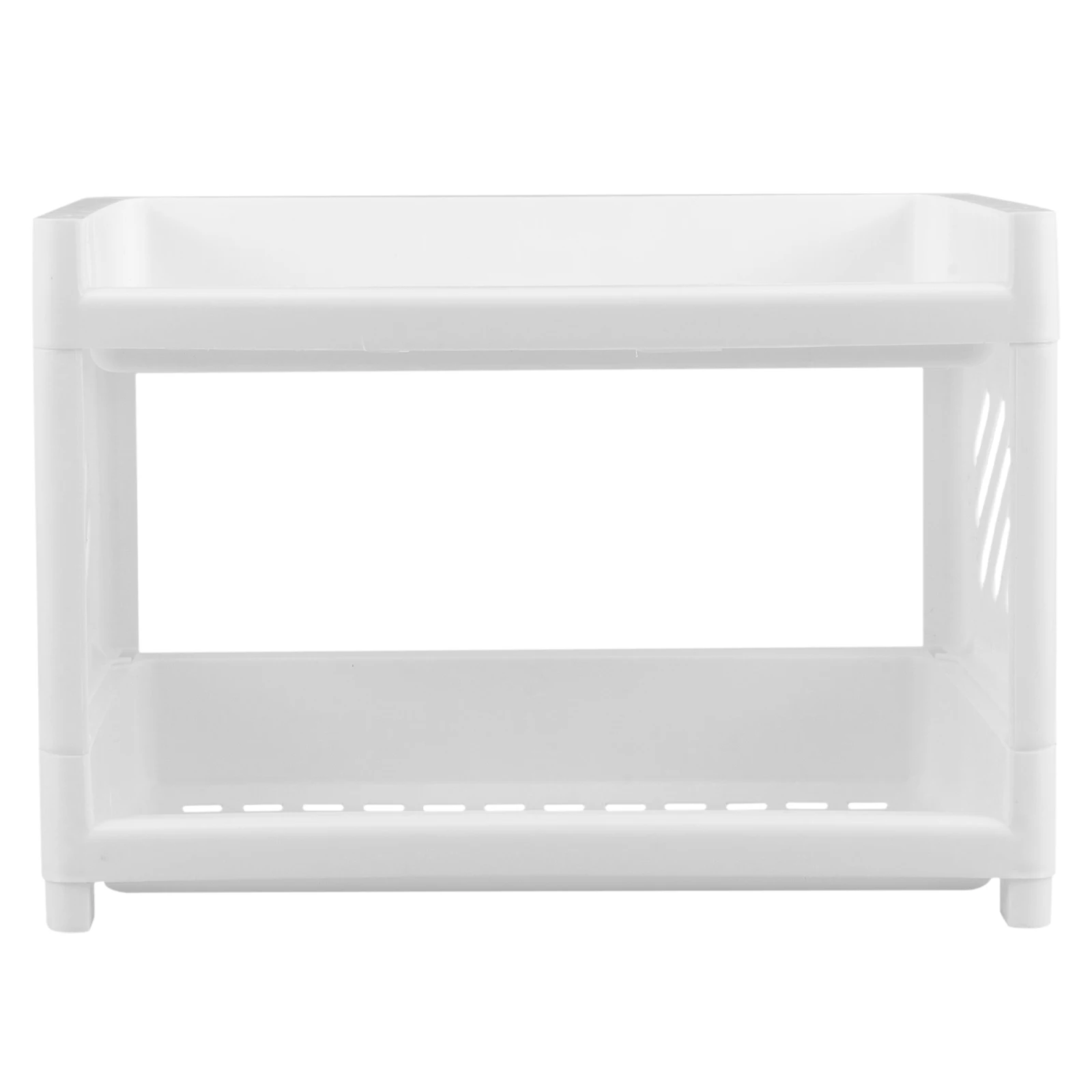 

2 Tier Desktop Storage Rack Foldable Countertop Organizer Plastic Toiletry Shelf Bathroom Accessories Holder Home Supplies