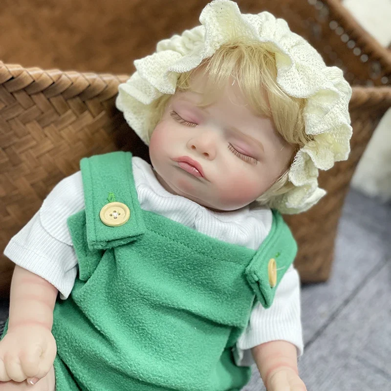 45CM Already Finished Bebe Reborn Doll Rosalie with Blonde Hair Newborn Sleeping Baby 3D Skin with Many Details Veins bebé niña