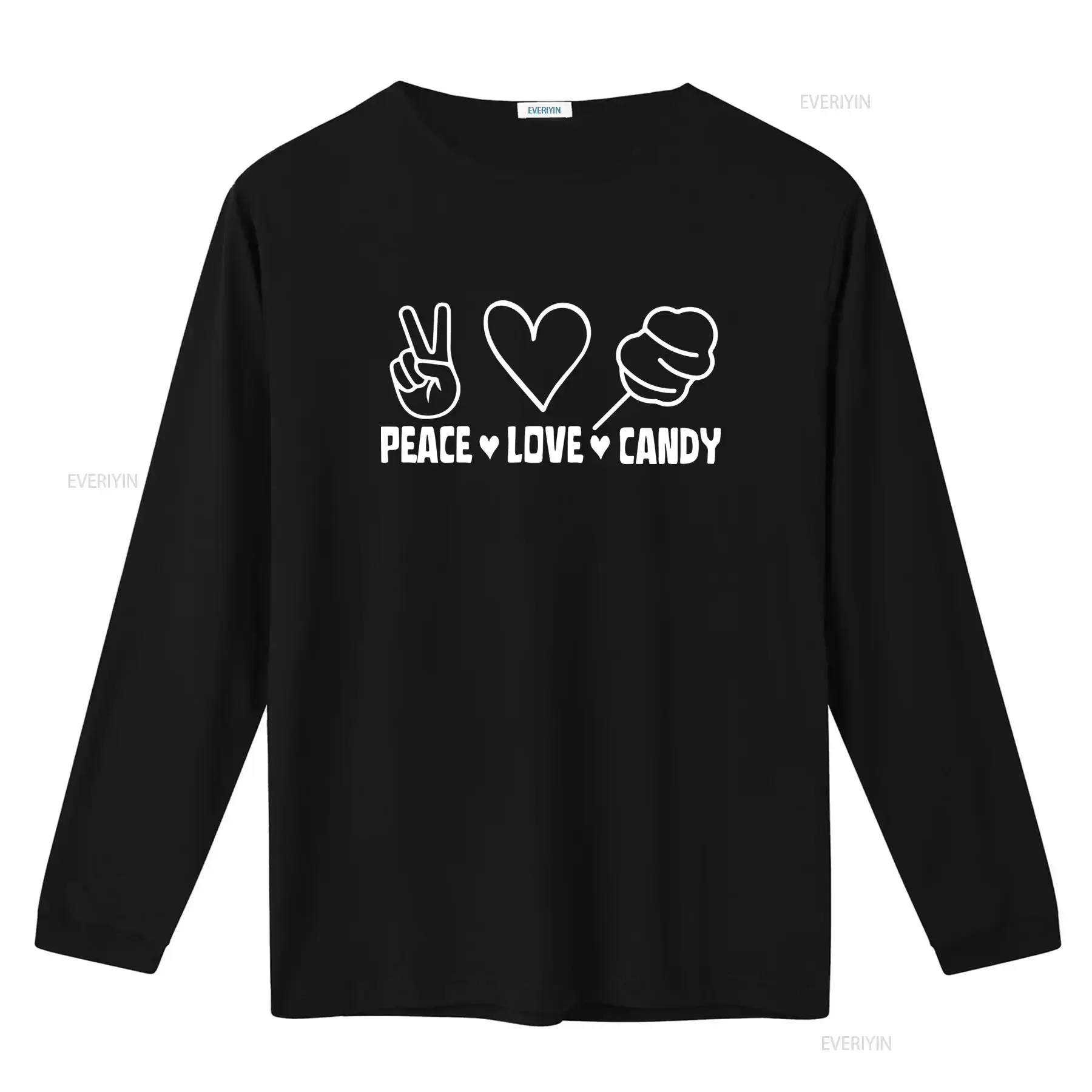 Peace Love Candy Cotton T Shirt Funny Girls Carnival Floss Fairy vintage Washed Stylish Breathable homme Stretched Versatile