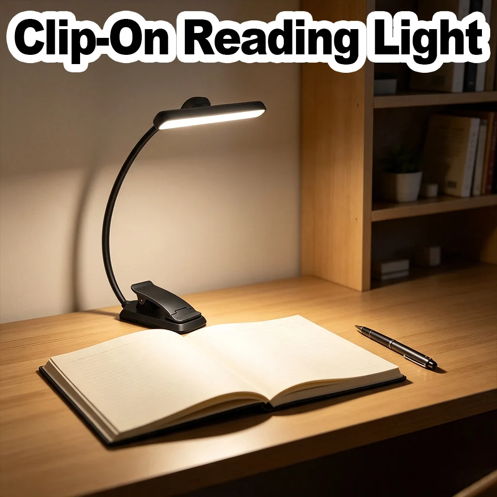 Clip on Bedside Lamp Dimmable Rechargeable Adjustable Eye Protection LED Technology Multicolor Settings Flexible Lighting Design
