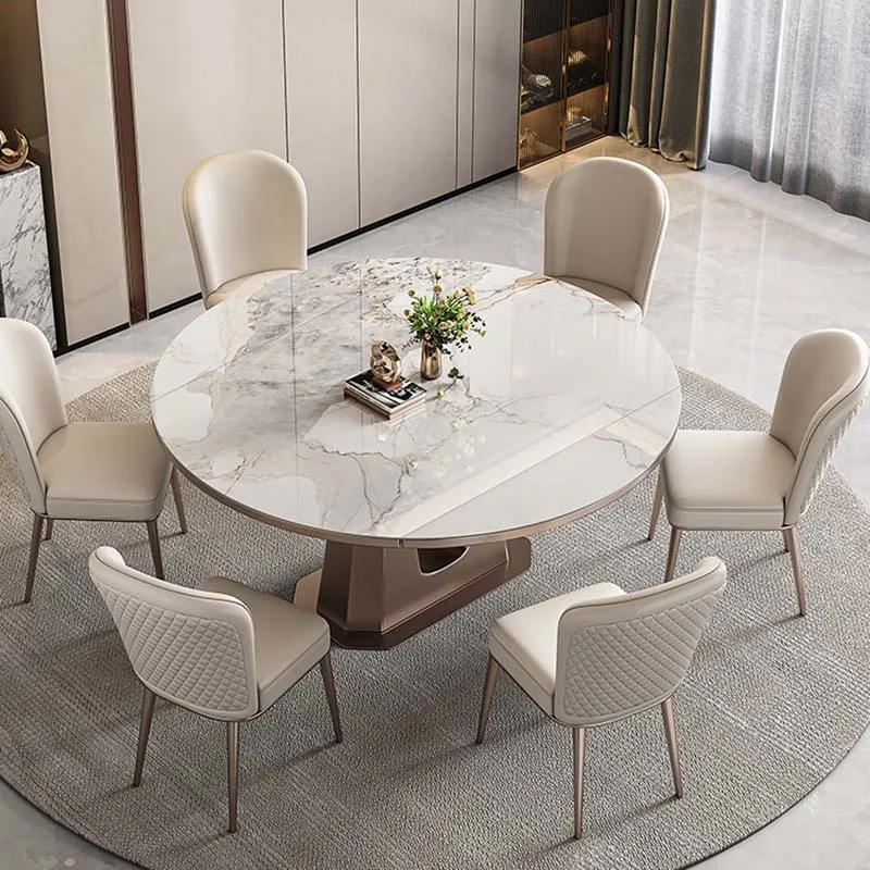 Restaurant Adjustable Table Round Extendable Long Modern Living Room Dining Table Restaurant Lounge Muebles Unique Furniture