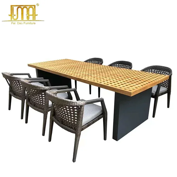 Outdoor Furniture Garden Teak Wood Aluminum Dining Table And Chairs