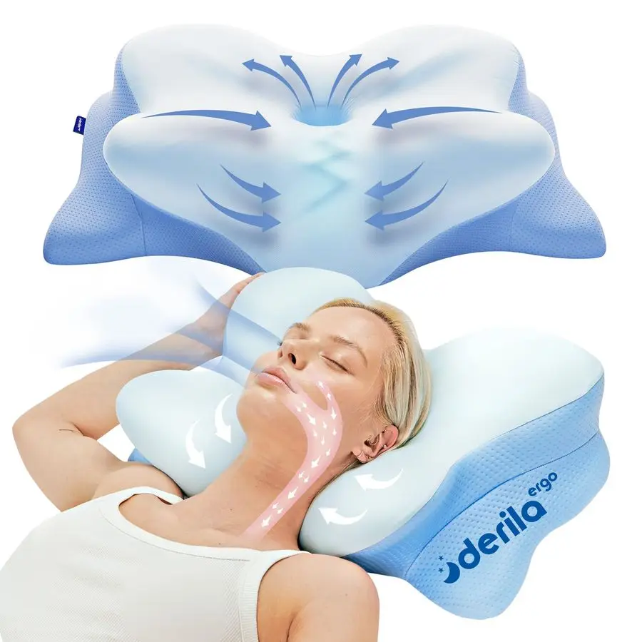 

Ergo Cervical Neck Pillow for Sleeping Pillow Contour Memory Foam Pillows for Back, Side Sleeper Pillows 21.25 x 14.17 x 4.72 i