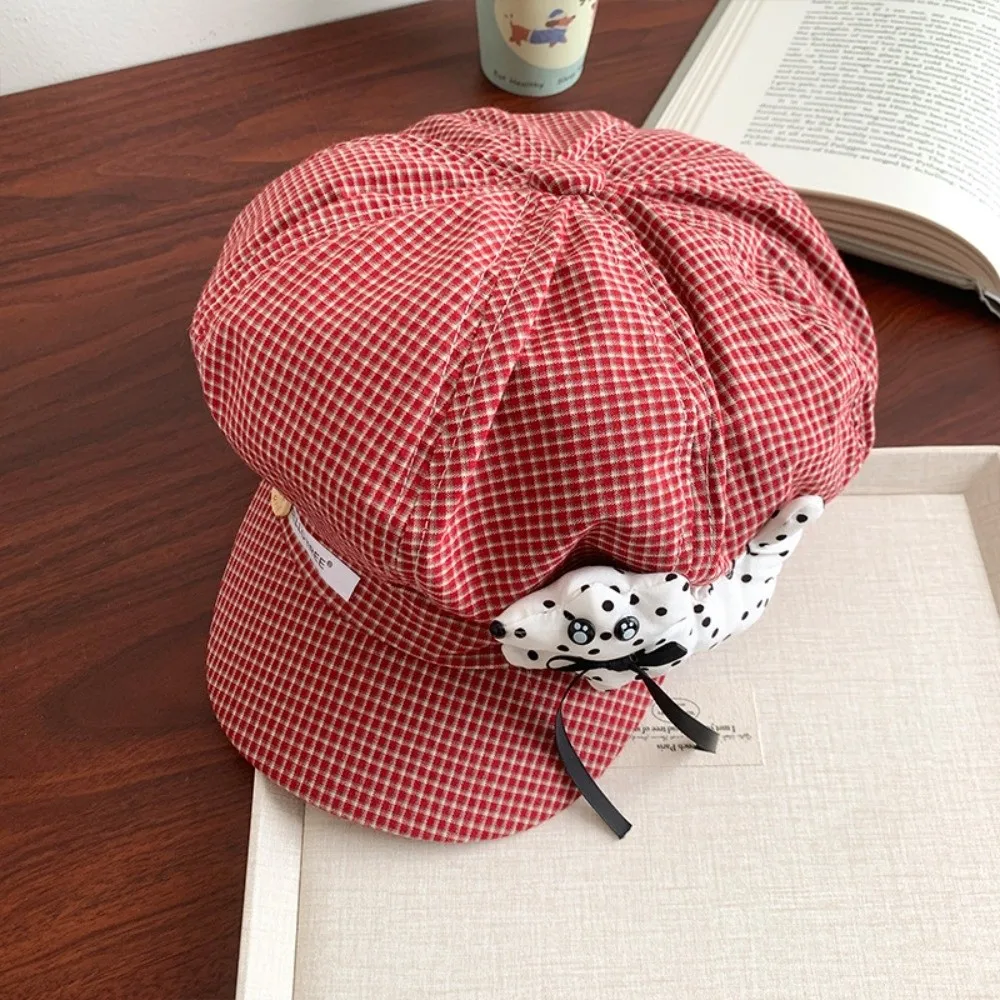 

Fashion Cute Puppy Cloud Berets Korean Plaid Octagonal Caps Sweet Y2k Painter Hat Streetwear