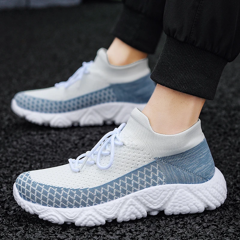 Lightweight Casual Running Shoes Men's Slip-On Socks Shoe Soft Bottom Easy Wear Breathable Fabric Upgraded Version New Model
