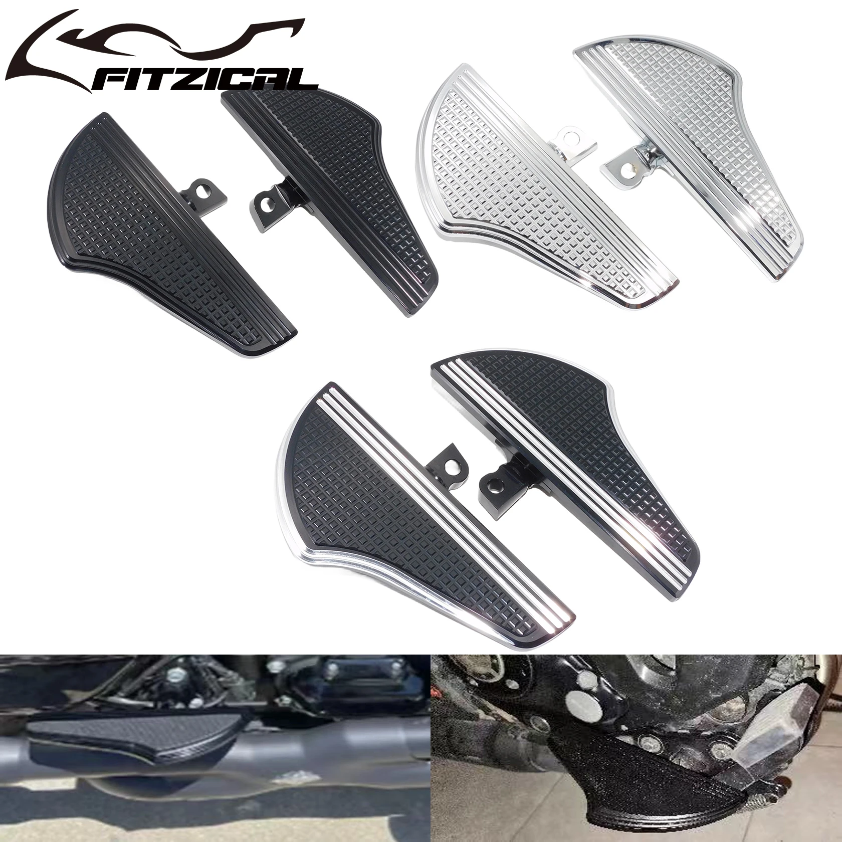 1 Pair Motorcycle Rear Passenger Defiance Floorboards Male Mount Foot Pegs Pedal For Harley Touring Electra Glide Dyna Sportster