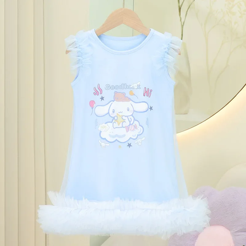 Kuromi My Melody аниме Kawaii Sanrio с коротким рукавом толстовка одежда милый мультфильм Cinnamoroll летняя сетчатая юбка подарки для девочек