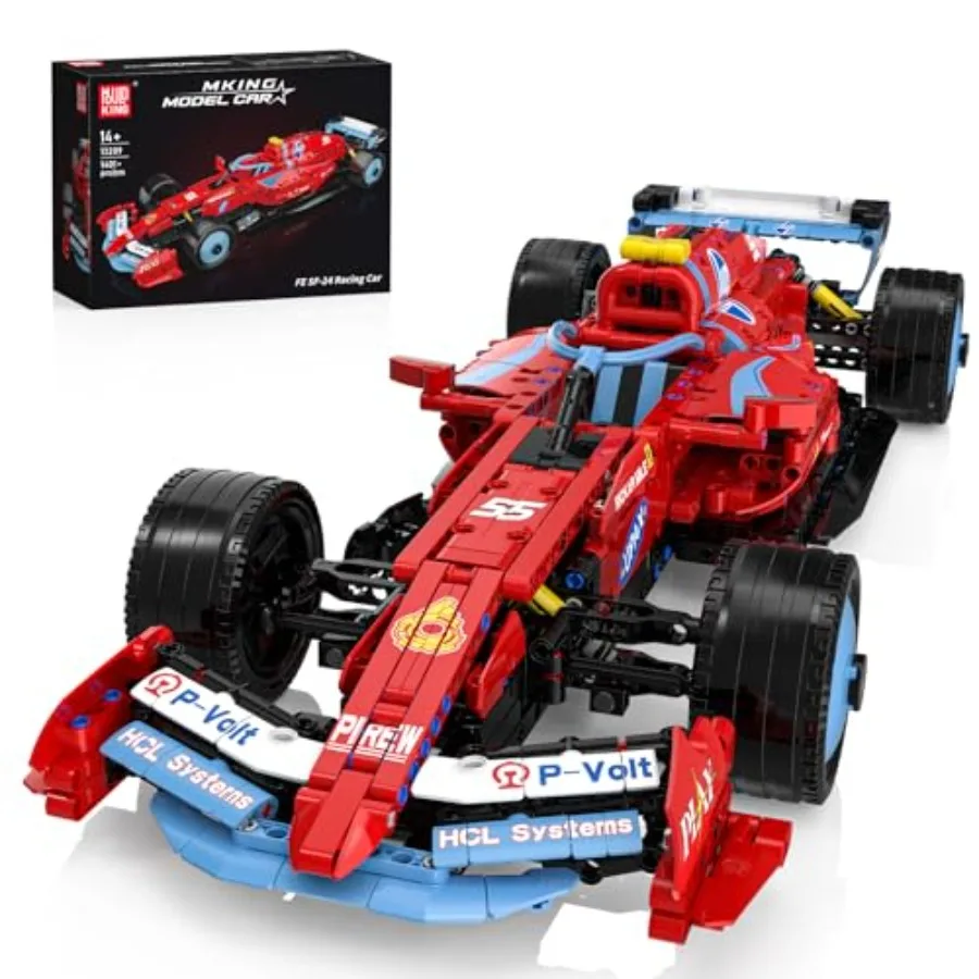 

Racing Car Building Sets MOC 1:10 Collectible Set for Adults ABS Plastic Black Red Realistic Details Display Model for Home or