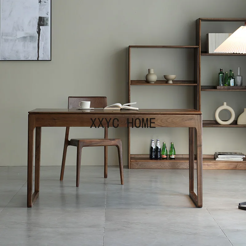 

Black Walnut Large Desk Home Study Table Computer Desk Study Light Luxury Dining Table