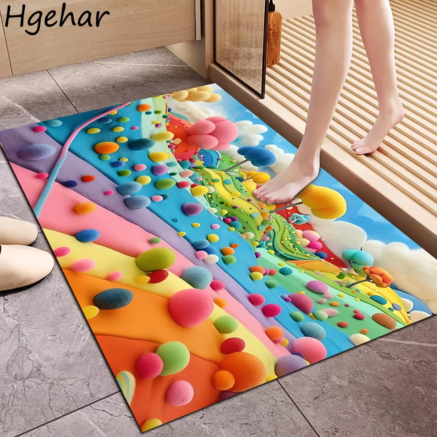 Floor Mat New Three-dimensional Ball Diatom Mud Design Modern Style Tender Anti-slip Super Absorbent Quick Dry Bathroom Durable