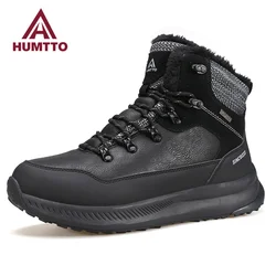 HUMTTO-zapatos de senderismo de cuero para hombre, botas de nieve deportivas de invierno, impermeables, de diseñador de lujo, para escalada al aire libre