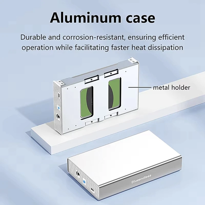 Blueendless Sas Hard Drive Enclosure Usb C To 2.5/3.5 Inch SAS/SATA Support Max 20Gb Disk External Hdd Case