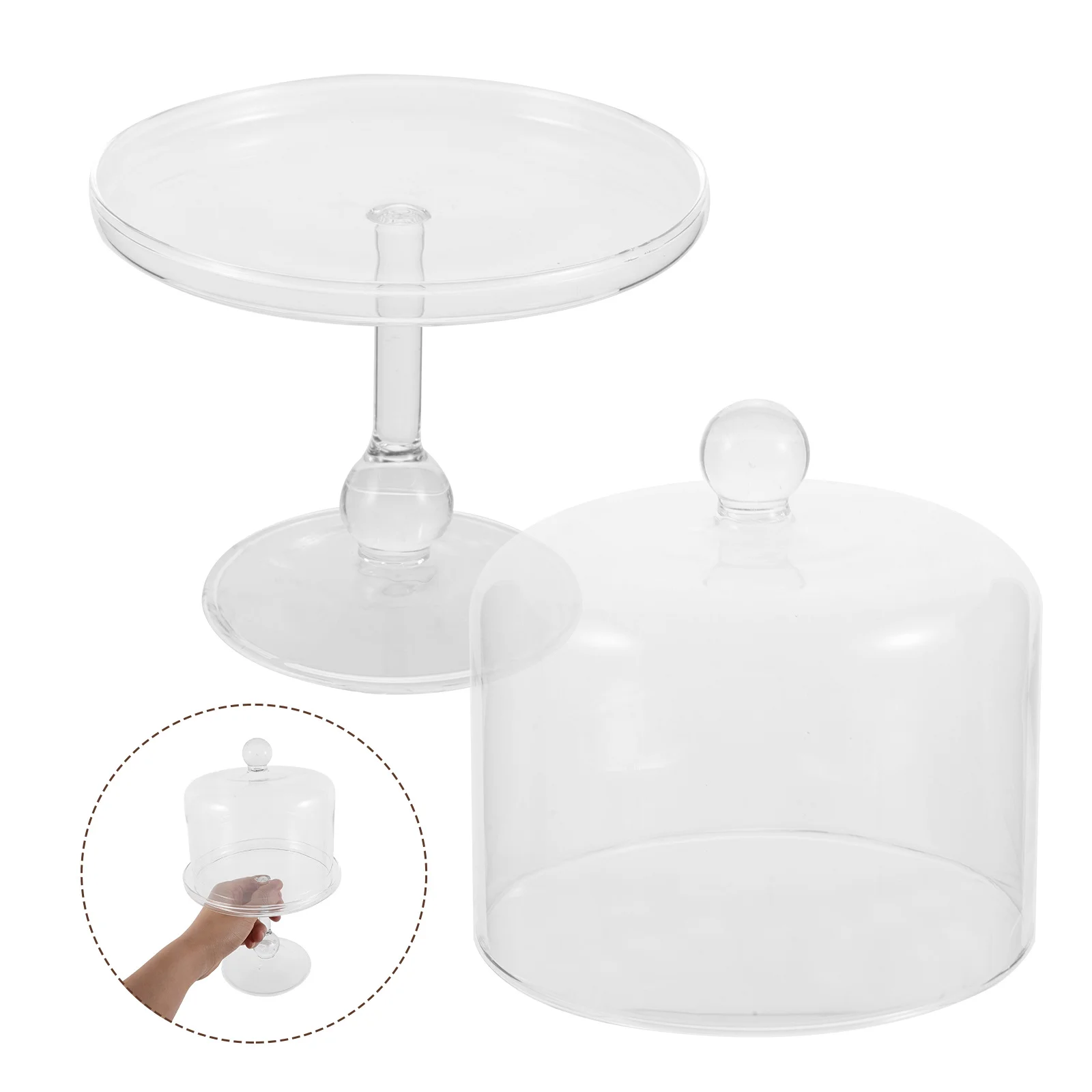

Cake Display Stand Glass Pedestal with Cover for Desserts Cupcakes Fruits Stable Base Dustproof Holder Kitchen Decor