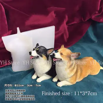 Corgi pes pryskyřice odlévací forma sádrová simulace štěněte pryskyřice 3D pes beton silikonová forma DIY domácí dekorace svíčka nástroj 10 nejlepší prodej silikonové formy na sádru - №10