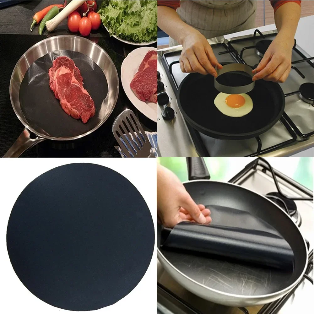 2 stücke Wiederverwendbare Nicht-stick Matte Pfanne Braten Liner Blatt Kochen Wok Blatt Pad Küche BBQ Backen Matten Kochen werkzeug Runde Kochen