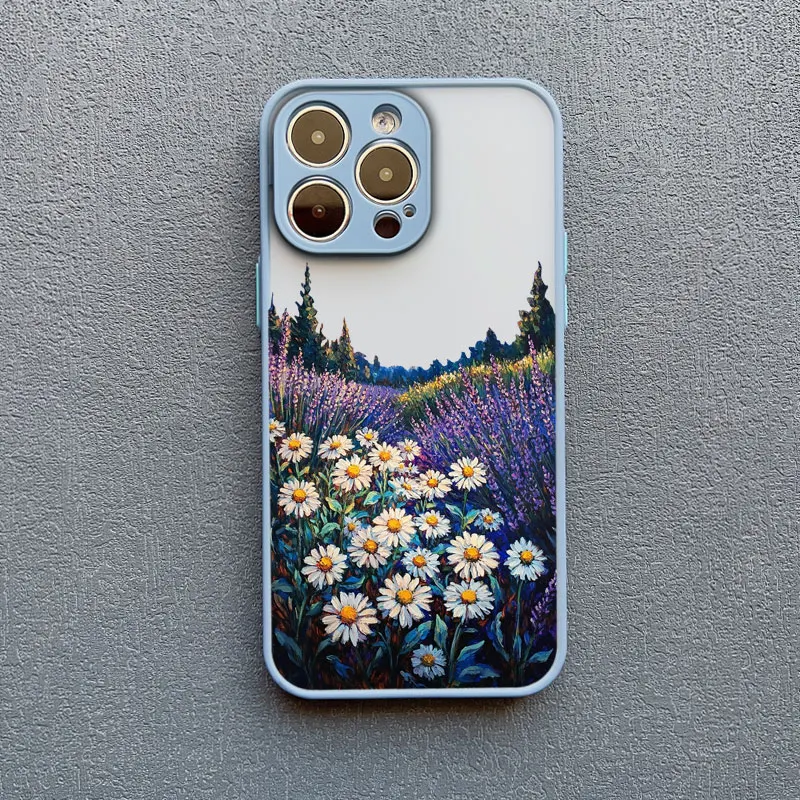 INS Intermountain Gänseblümchen-Blumendruck Handyhülle für iPhone 17 16 15 14 Pro Max Plus 13 12 Mini 11 Pro Max XR XS X Rückseiten-Cover – Detail 5