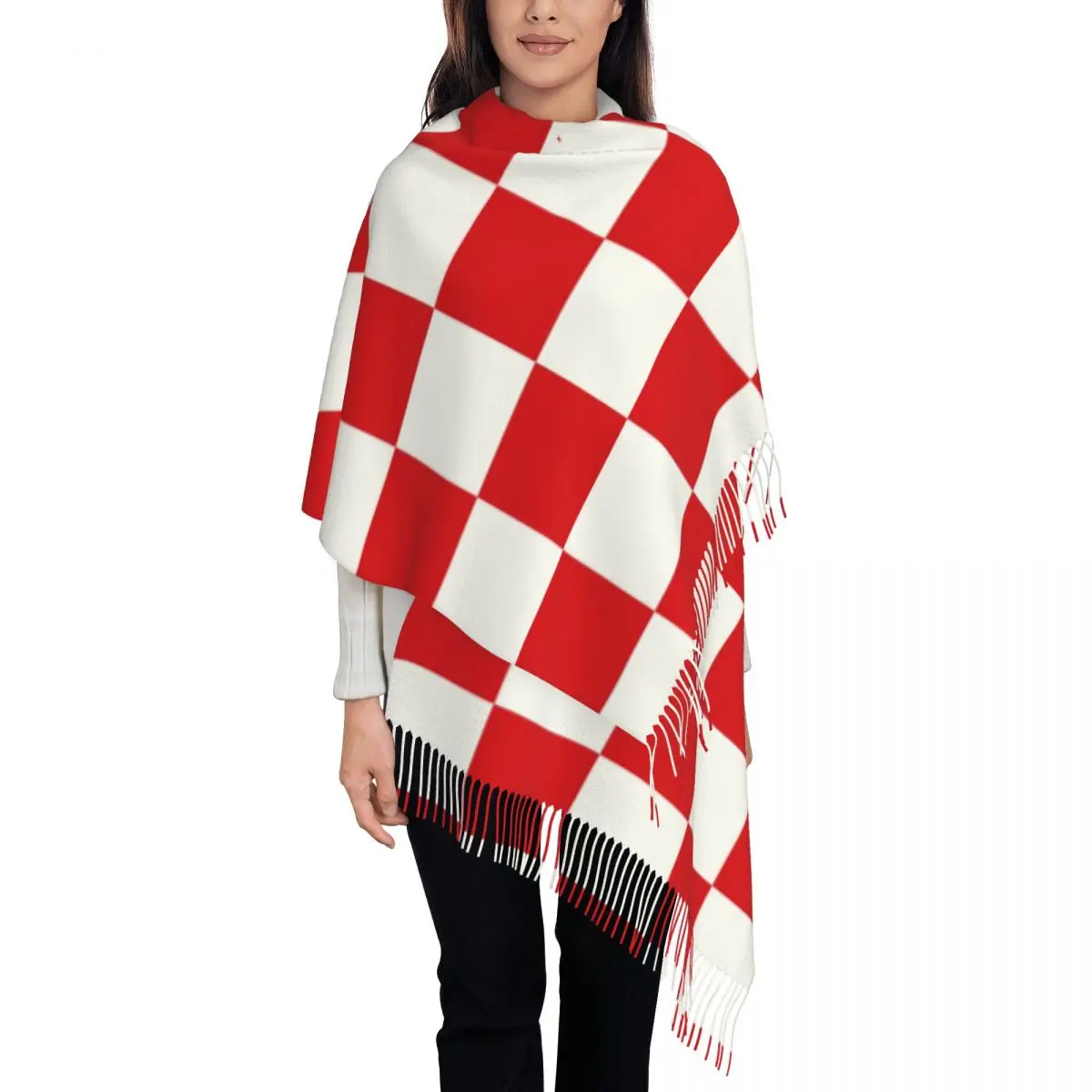 Custom Lady Long North Brabant Flag Scarves Women Winter Soft Warm Tassel Shawl Wraps Netherlands Province Scarf