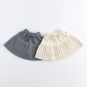 Milan cel neue Herbst Kinder Falten rock Mädchen niedlichen einfarbigen Strickkleid Kinder dünnen Stil Stricks horts