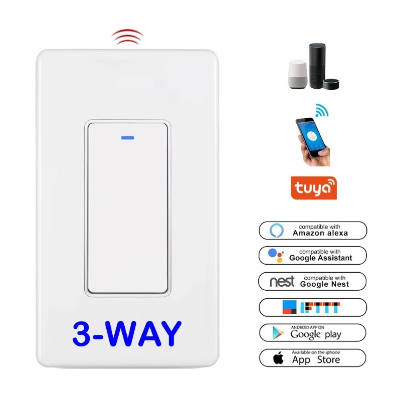 DS-122-3WAY  US Type Alexa & Echo Dot Google Home IFTTT Voice Control 3-way WiFi Smart Push Switch