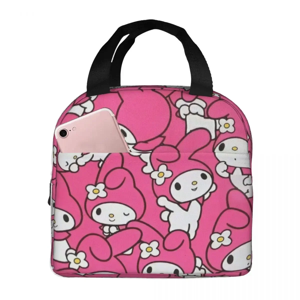 My Melody Cartoon Collage Insulated Lunch Bags Thermal Bag Lunch Container High Capacity Tote Lunch Box Men Women Beach Picnic