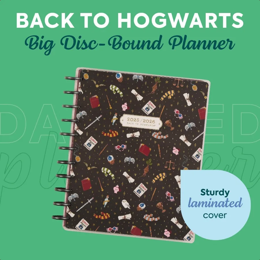 Happy Planner  DiscBound 12Month July 2025June 2026 Planner Big Size Student Layout Back to Hogwarts