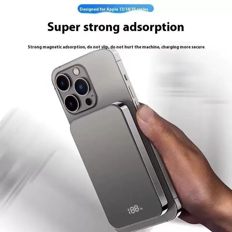 10000mAh 15W Magnetic Power Bank for IPhone Android Mobile Phone Wireless Fast‑Charging PowerBank with Digital Display