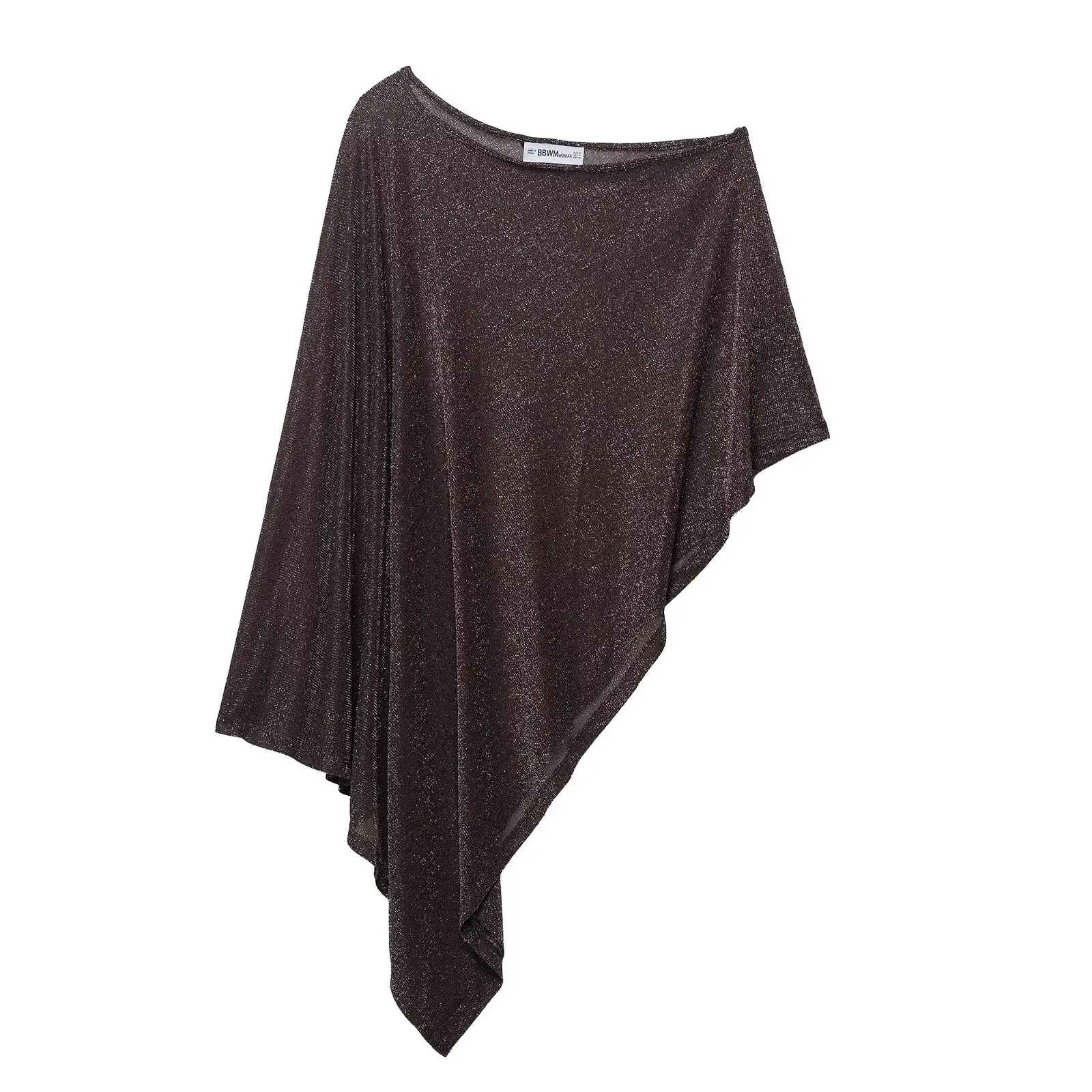 

Vintage Brown Shawl Women Outfit Asymmetrical Cold Shoulder Top Cloak Coat Elegant Woman Outfits