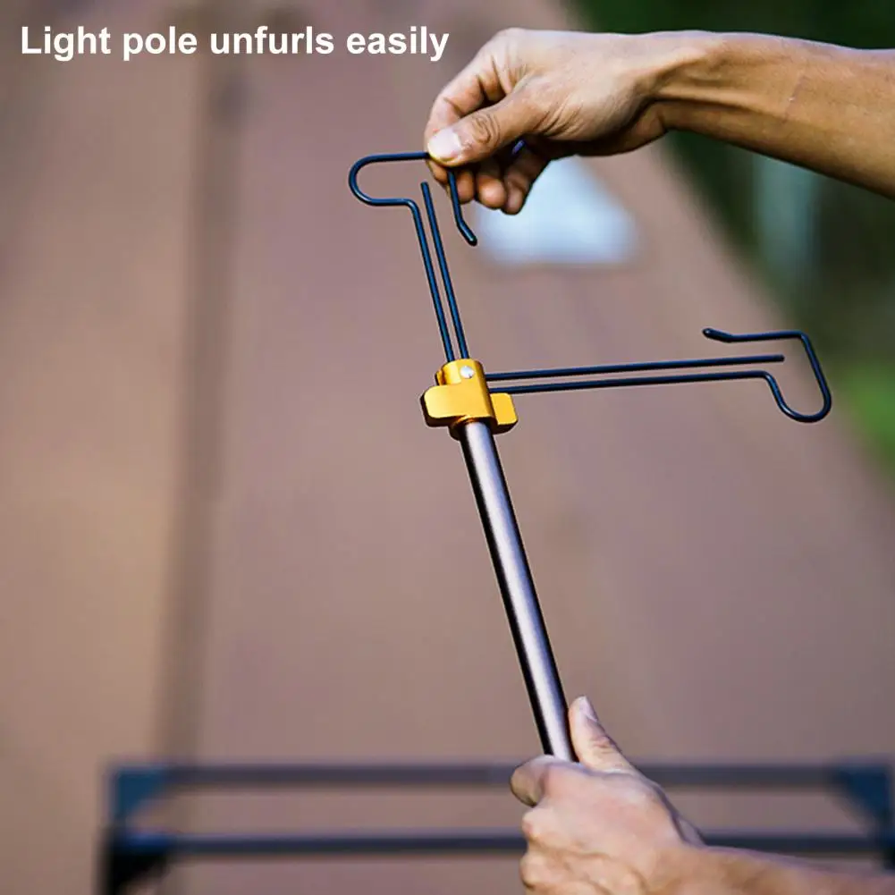 Lamp Pole Folding Lamp Pole Durable Aluminum Alloy Light Stand for Outdoor Camping Lanterns with Retractable Hooks for Stability