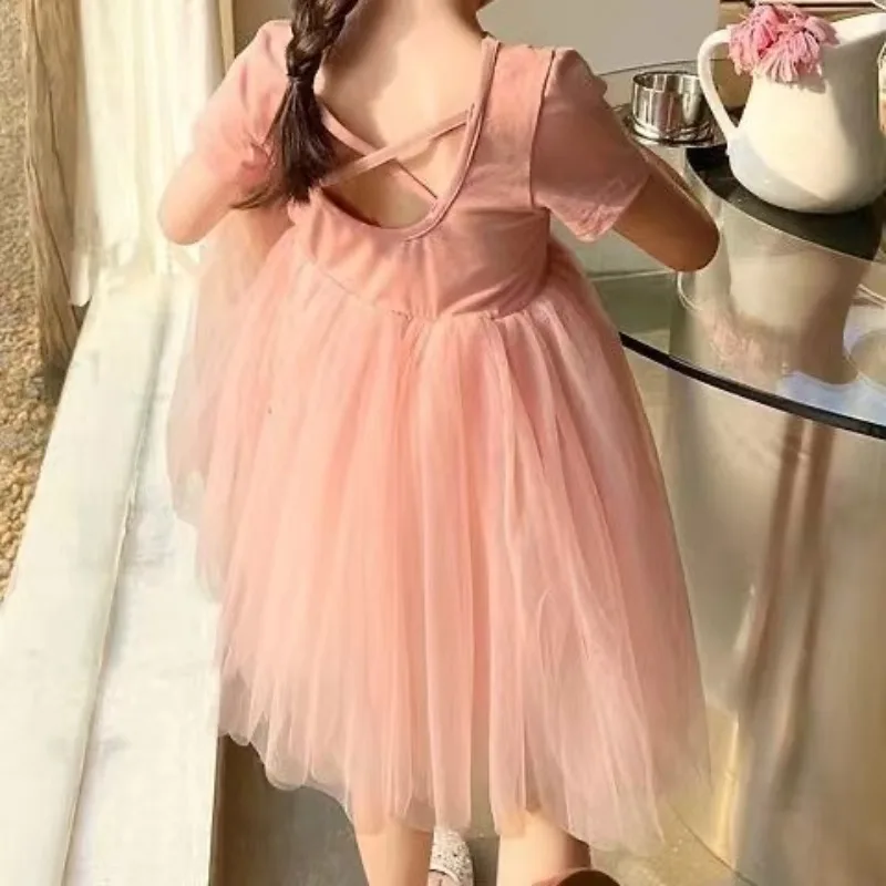 Baby Girls Summer Clothes Kids Dresses for Girls Ball Gown Mesh Dress for Children Short Sleeve Princess Birthday Party Dresses