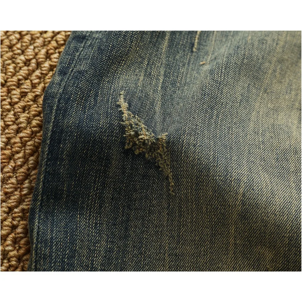 بنطلون جينز ثقيل مغسول للخريف والشتاء جديد للرجال ذو علامة تجارية عصرية رفيعة ومستقيمة قابلة للتمدد