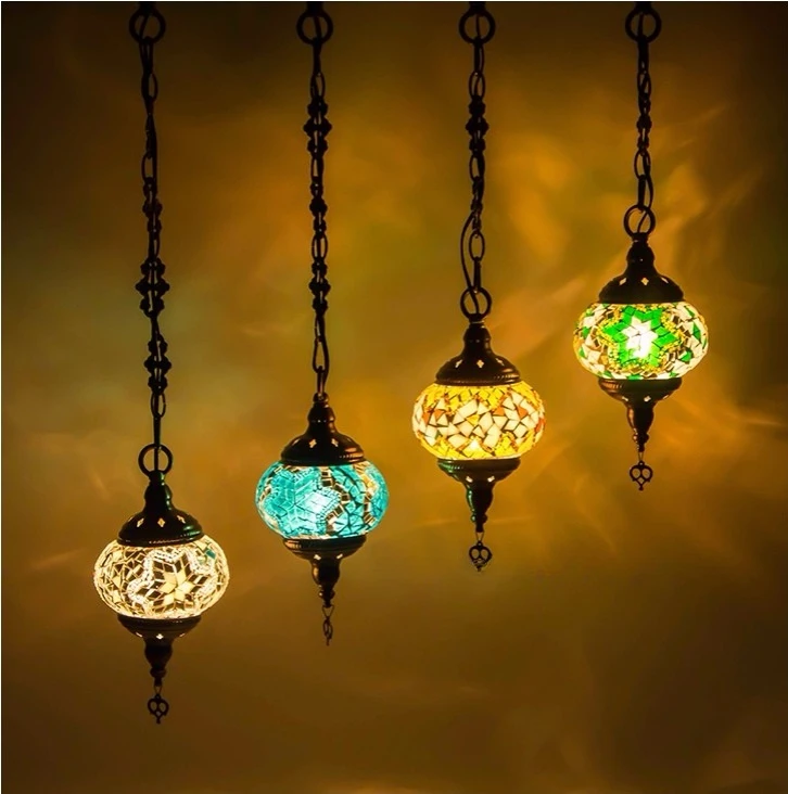 

New style Turkey Ethnic Customs Handmade Lamp Romantic Cafe Restaurant Bar Tree Pendant Light Bar Mosaic Pendant Lamp