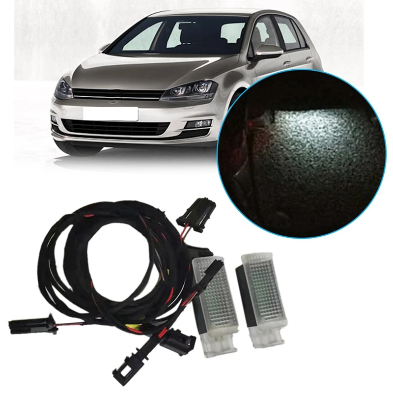 

1Set Car LED Footwell Light Foot Lamp With Cable Wire Harness For PASSAT 3G B8 Golf 7 MK7 Tiguan 2017 5GG947409