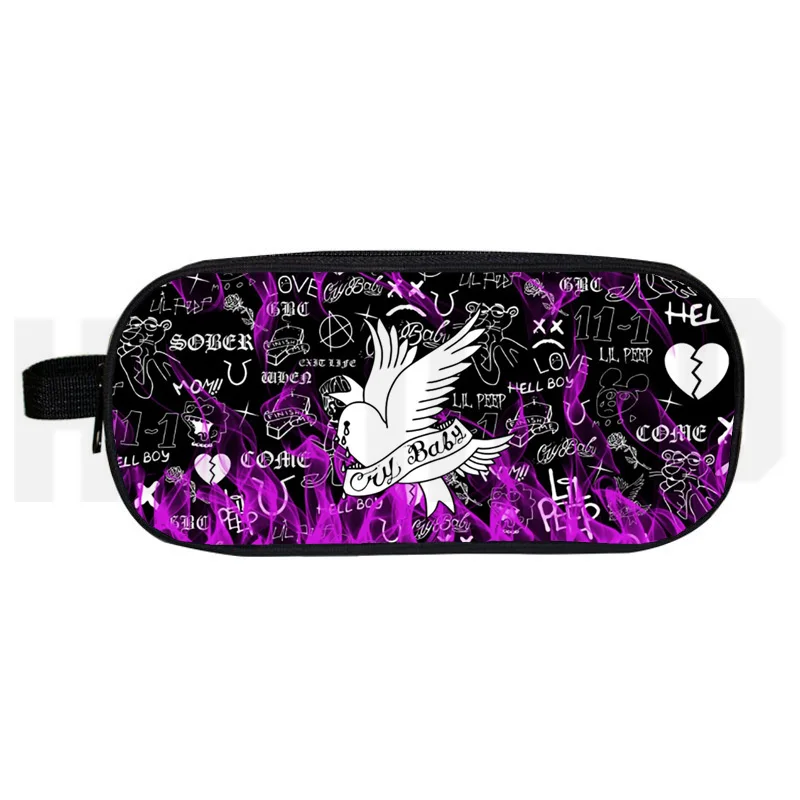 Anime Rapper Lil Peep Pencil Case Large Canvas Make Up Bag Cosmetic Cases 3D Trend Lil Peep Back To School Supplies Cosmetic Bag