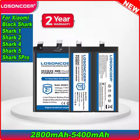 LOSONCOER 2800mAh-5400mAh BS01FA BSO1FA BS03FA BS08FA BS10FA Battery For Xiaomi Black Shark 1 2 4 5 Pro Black Shark Battery