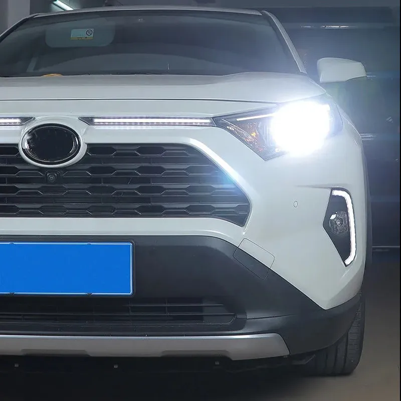 LED Daytime Running Lights For Toyota RAV4 Car Engine Hood Vent Cover Decoration DRL 2019 2020 2021 Turn Signal Lamp